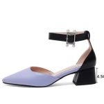 2 Inch Chunky Square Ankle Strap Pointed Toe  Sandal-0