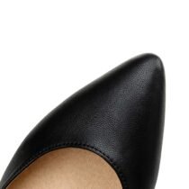 2 Inch Genuine Leather Thin Heel Pointed Pump-1566