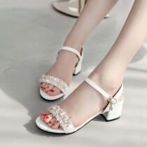 2 Inch Luxury Rhinestone Ankle Strap Sandal-1587