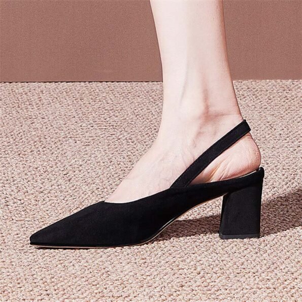 2 Inch Suede Elegant Pointed Toe Slingback Sandal-1748