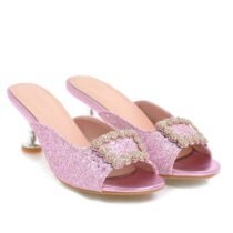 2 Inch Sweet Crystal Peep Toe Slipper-0