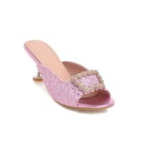 2 Inch Sweet Crystal Peep Toe Slipper-1780