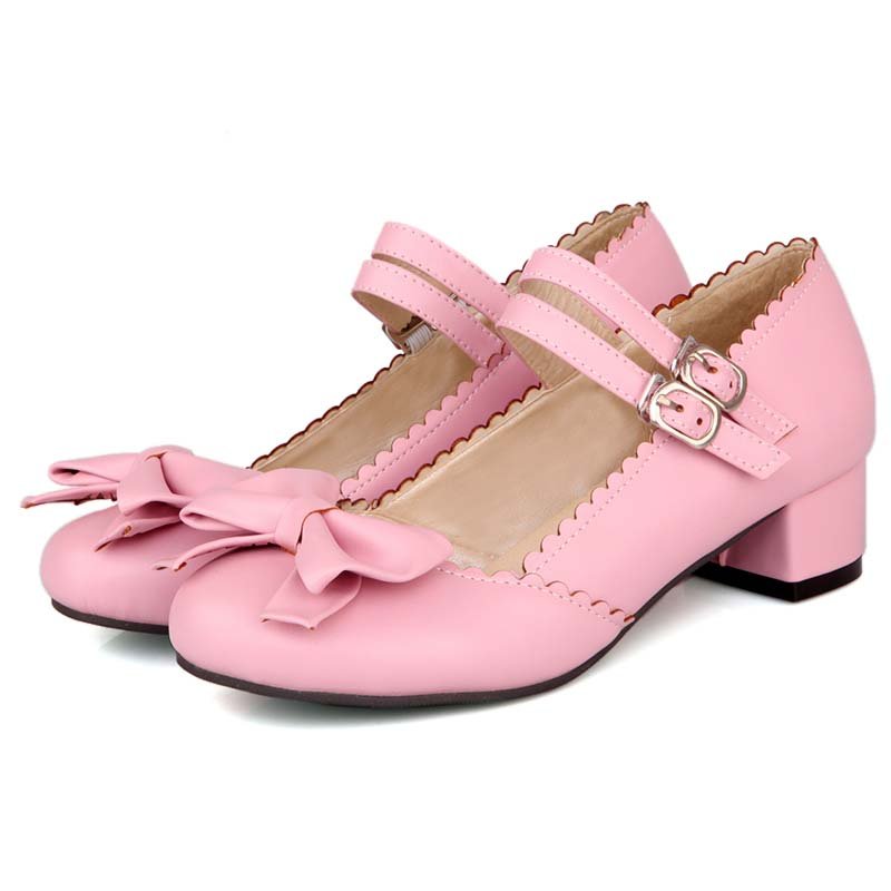 1.5 Inch Sweet Lolita Bow Strap Buckle Pump