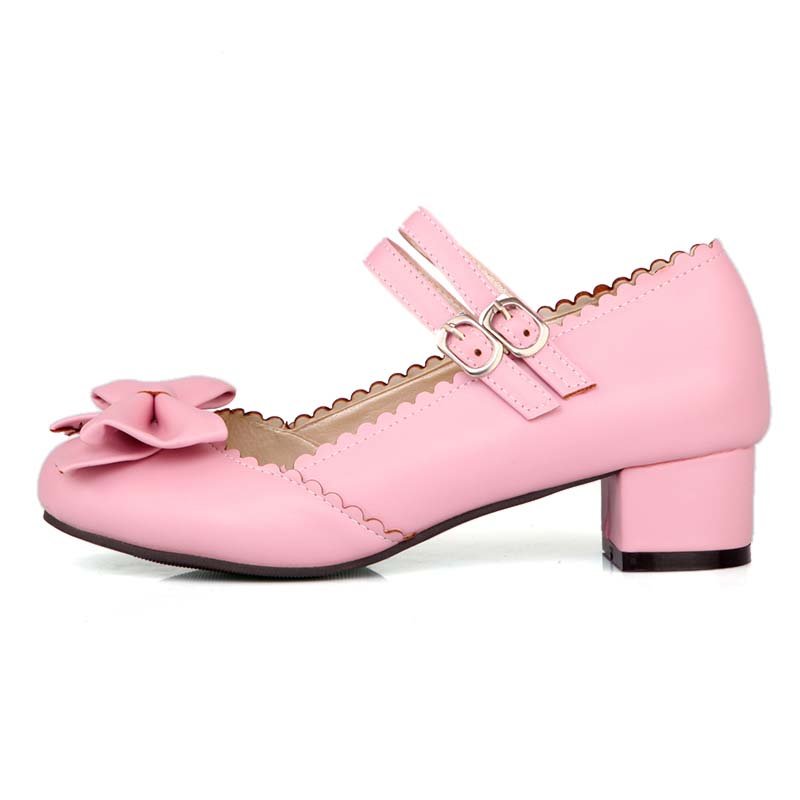 1.5 Inch Sweet Lolita Bow Strap Buckle Pump