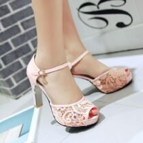 3 Inch Sweet Air Mesh Lace Peep Toe Pump-0