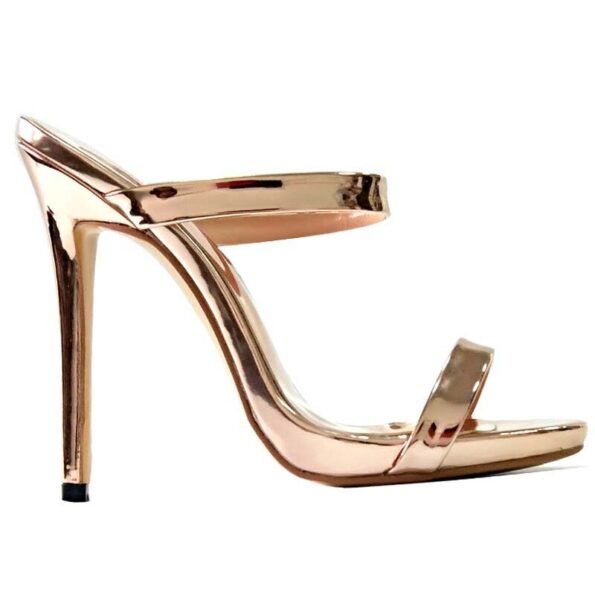 4 Inch Ankle Strap Open Toe Shiny Sandals-2205