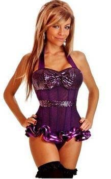 Sweet Halter Strapped Overbust Underwired Sequin Corset