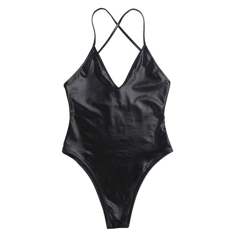 Shiny Metallic Stretchy Monokini Bodycon High Cut Dance Leotard