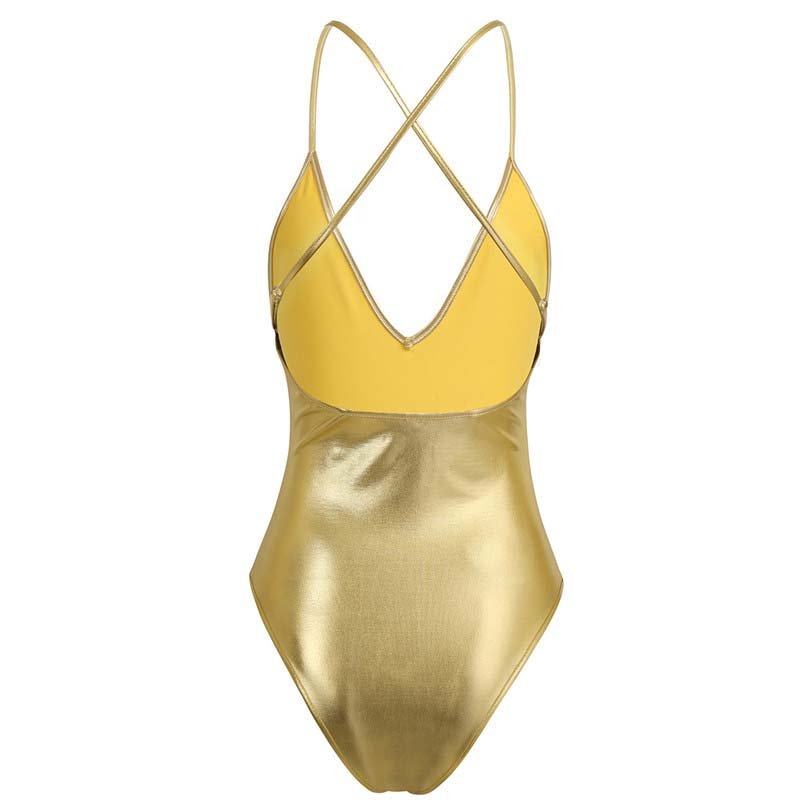 Shiny Metallic Stretchy Monokini Bodycon High Cut Dance Leotard