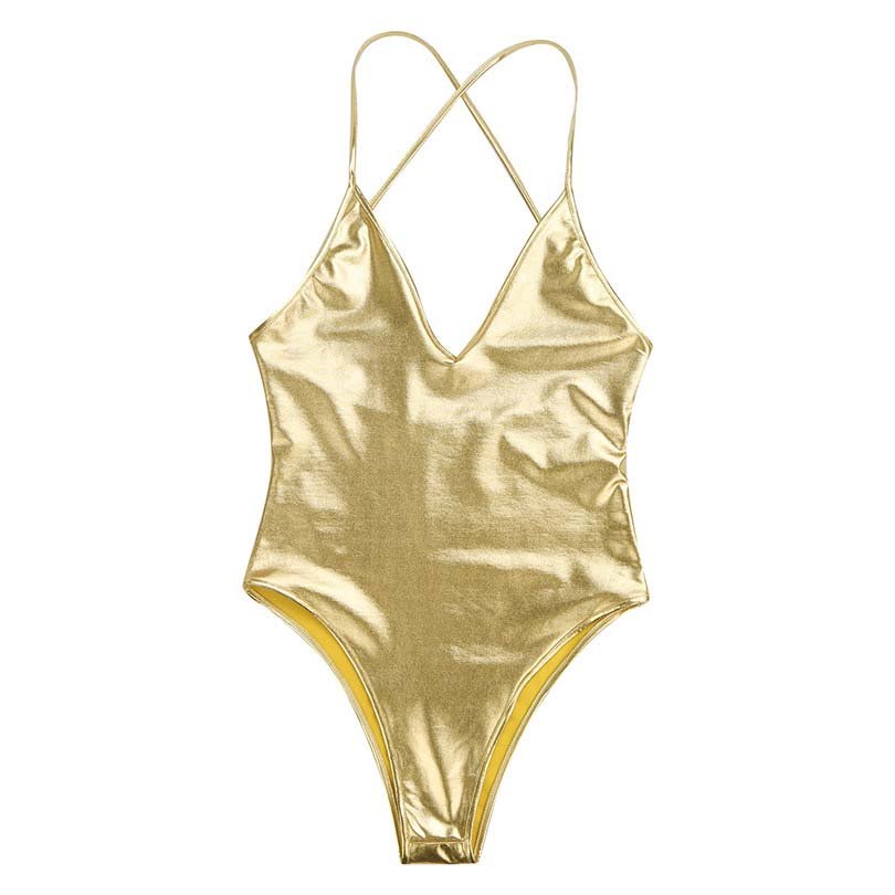 Shiny Metallic Stretchy Monokini Bodycon High Cut Dance Leotard