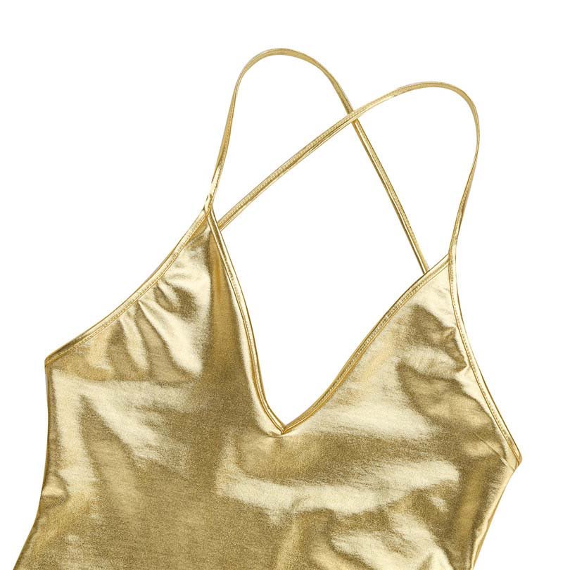 Shiny Metallic Stretchy Monokini Bodycon High Cut Dance Leotard