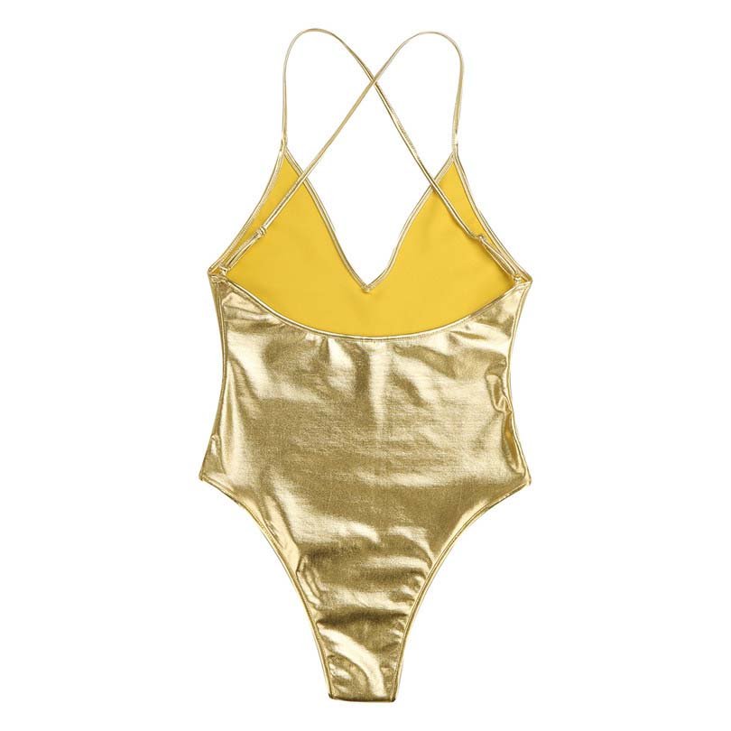 Shiny Metallic Stretchy Monokini Bodycon High Cut Dance Leotard