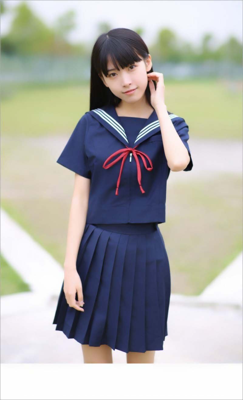 Navy Sailor Suit With Zipper JK Uniforms Pleated Skirt