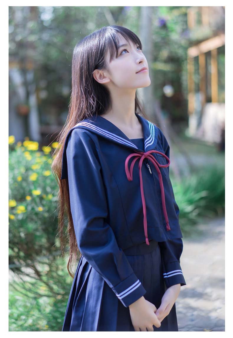 Navy Sailor Suit With Zipper JK Uniforms Pleated Skirt