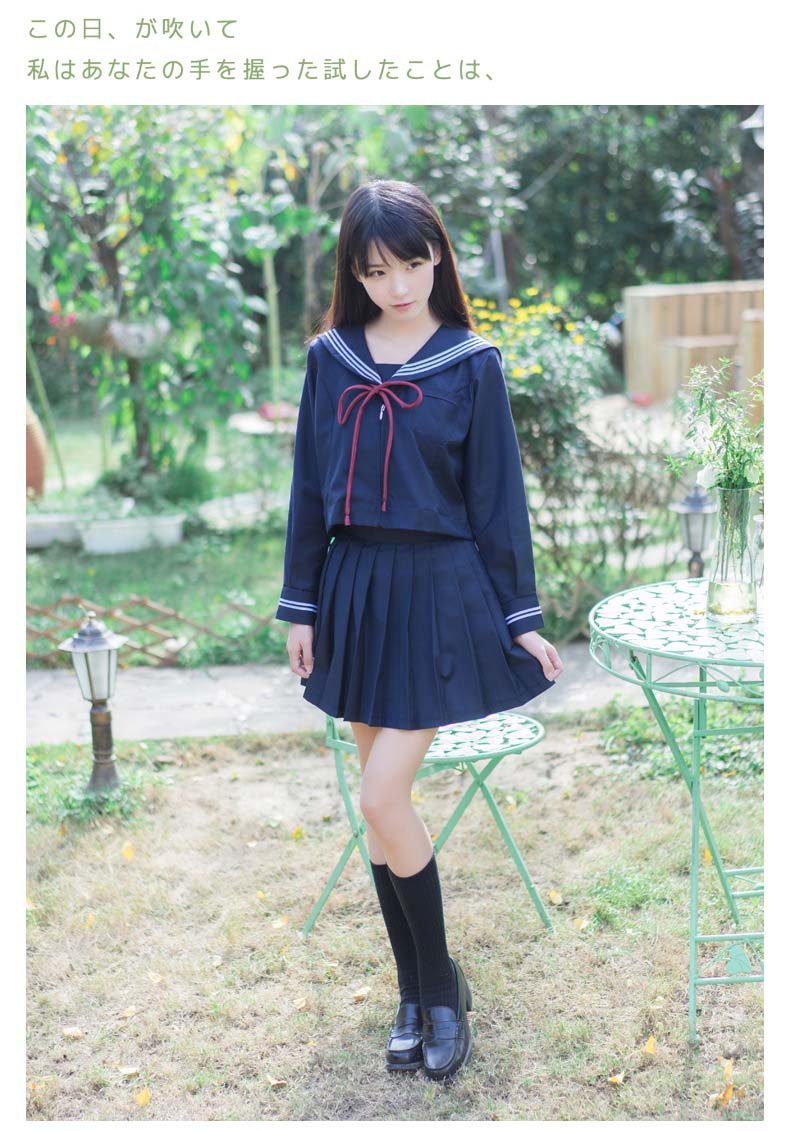 Navy Sailor Suit With Zipper JK Uniforms Pleated Skirt