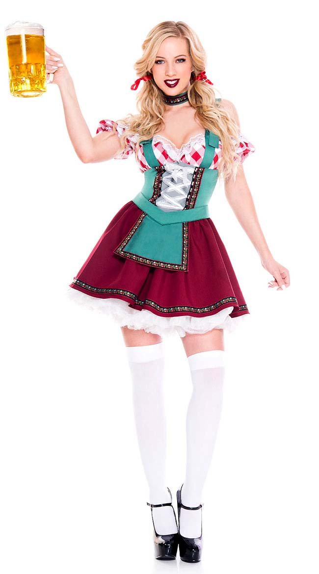 Masquerade Carnival Party Bavarian Beer Red Short Dress