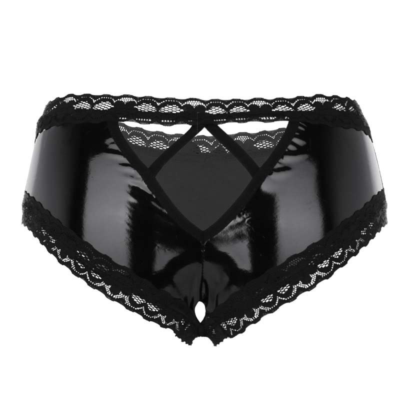 Low-Rise Wet Look Patent Leather Briefs Exotic Underwear Latex Panties