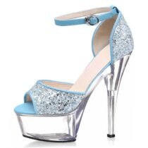 6 Inch Crystal Bright Leather Belt Sandal-0