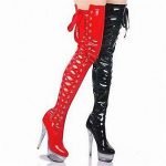 6 Inch Lacquer Leather Bandage Knee Boot-0