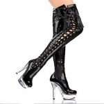 6 Inch Lacquer Leather Bandage Knee Boot-0