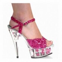 6 Inch PU Transparent Pumps Slip-On Flower Sandal-7123