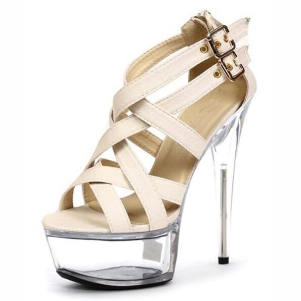 6 Inch Patent Leather Cross Line Buckle Sandal-7080