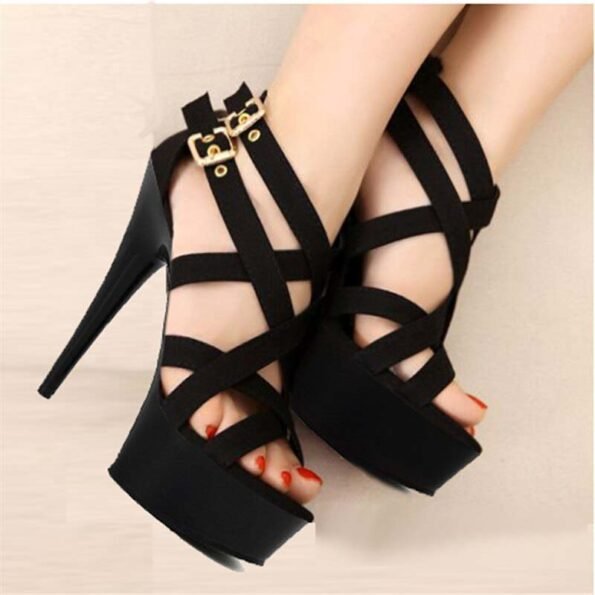 6 Inch Patent Leather Cross Line Buckle Sandal-7081