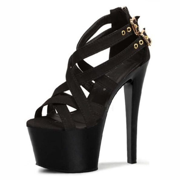 6 Inch Patent Leather Cross Line Buckle Sandal-7082