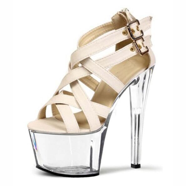 6 Inch Patent Leather Cross Line Buckle Sandal-7083