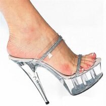 6 Inch Transparent Crystal PU Model Sandal-7346