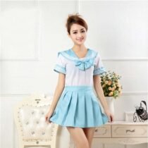 Anime School Short Sleeve Tops Pleated Skirt Set-2788