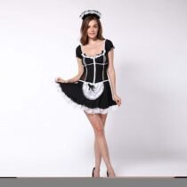 Black Erotic Maid Dress Servant Costume With Heardress-0