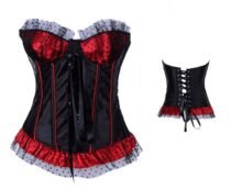 Black and Red Sexy Short Lace Adjustable Corset Adjustable-0