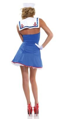 Dot Bow Sea Sailor Cosplay Dress Costume With Gloves-2955