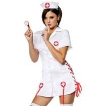 Erotic Doctor Nurse Lace-Up Shirt Dress-0