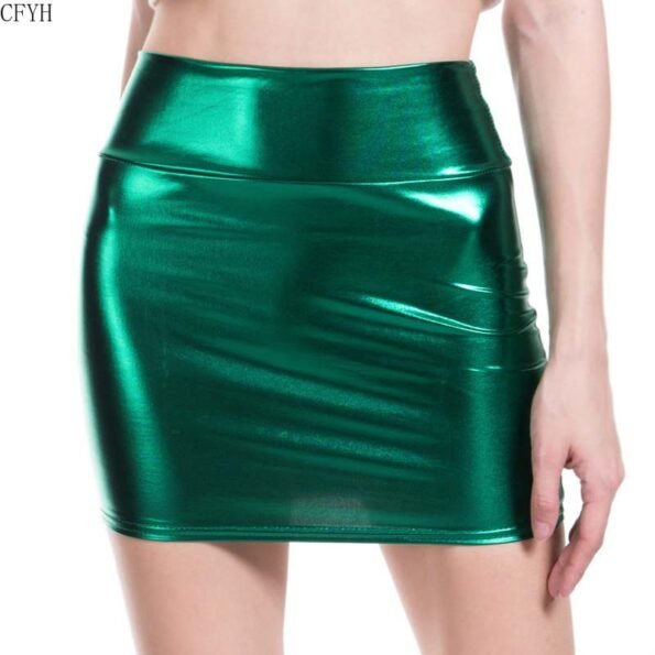 Fashion All-match Shiny Metallic Stretch Mini Skirt-3101