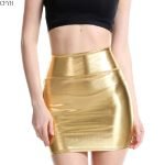 Fashion All-match Shiny Metallic Stretch Mini Skirt-0