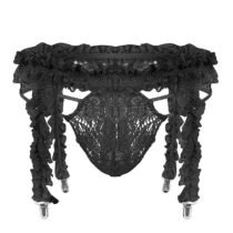 Garter Belt See Through Lace Pouch Ruffled Bikini Thongs and G-strings-0