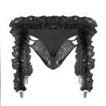 Garter Belt See Through Lace Pouch Ruffled Bikini Thongs and G-strings-0