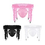 Garter Belt See Through Lace Pouch Ruffled Bikini Thongs and G-strings-0