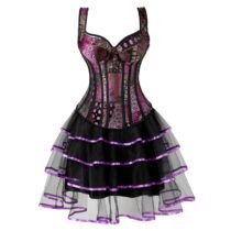 Gothic Jacquard Strap Corset with Skirt Tutu Set-0