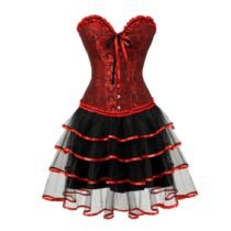 Gothic Vintage Overbust Corsets and Bustiers Tutu Skirts Set-0