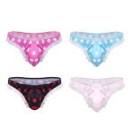 High Cut Lace Polka Dots Jockstraps Bulge Sissy Pouch Panties-0