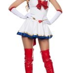 Japanese Bow Shiny Sailor Moon Costumes With Gloves-0