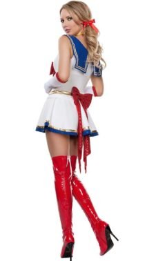 Japanese Bow Shiny Sailor Moon Costumes With Gloves-3553