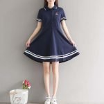 Japanese School Short Sleeve Cotton Knitted Dress-0