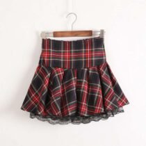 Japanese School Uniform For Girls Plaid Pleated Skirt-0