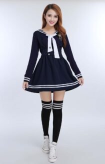 Japanese Korean Navy Sailor Cotton School Uniform-3536