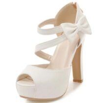 Open Toe Bowtie Platform Zipper Peep Toe Sandals-3872