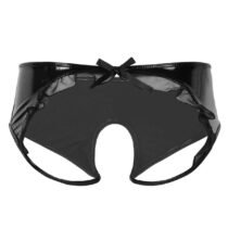 Patent Leather Panties Briefs Crotchless Panties-5560